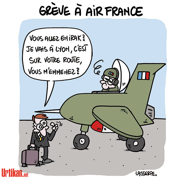 Grève des pilotes d'Air France : six avions sur dix cloués au sol - Dessin de Lasserpe