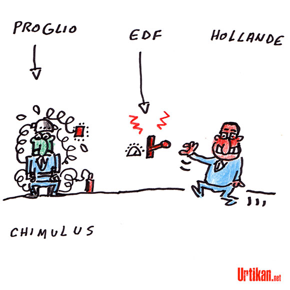 EDF : l'Elysée confirme la non-reconduction d'Henri Proglio - Dessin de Chimulus