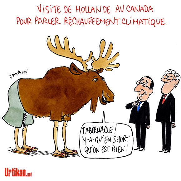 François Hollande à la conquête du canada - Dessin de Cambon