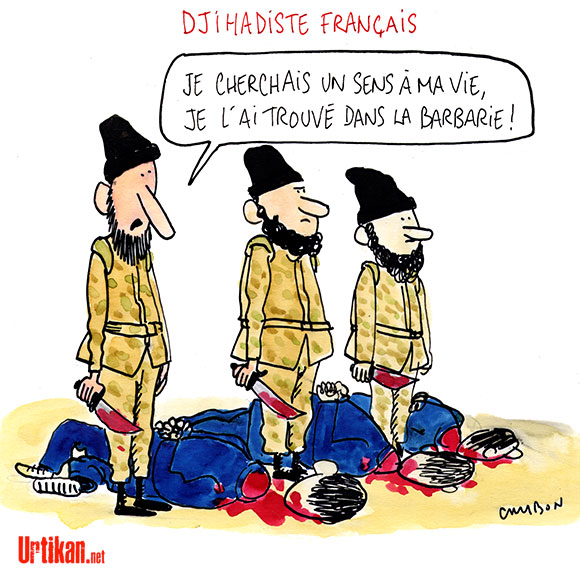 L'appel de trois djihadistes aux musulmans de France - Dessin de Cambon