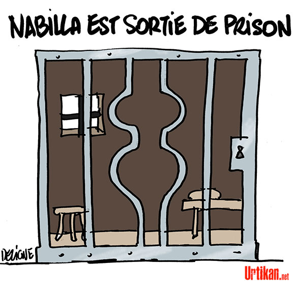 La starlette de téléréalité Nabilla est sortie de prison - Dessin de Deligne