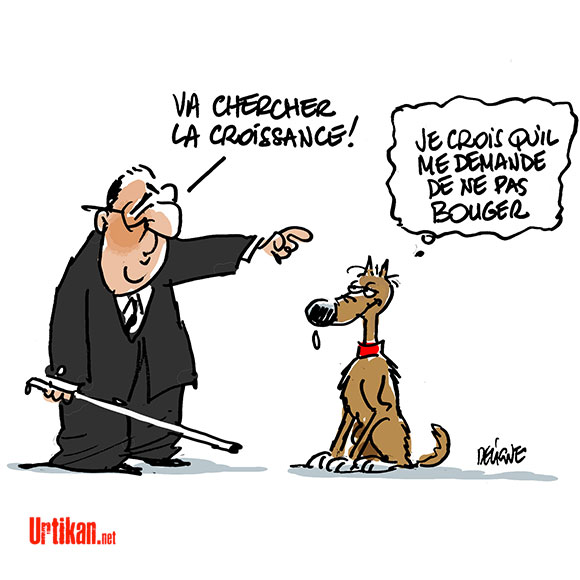 Un chien pour François Hollande - Dessin de Deligne