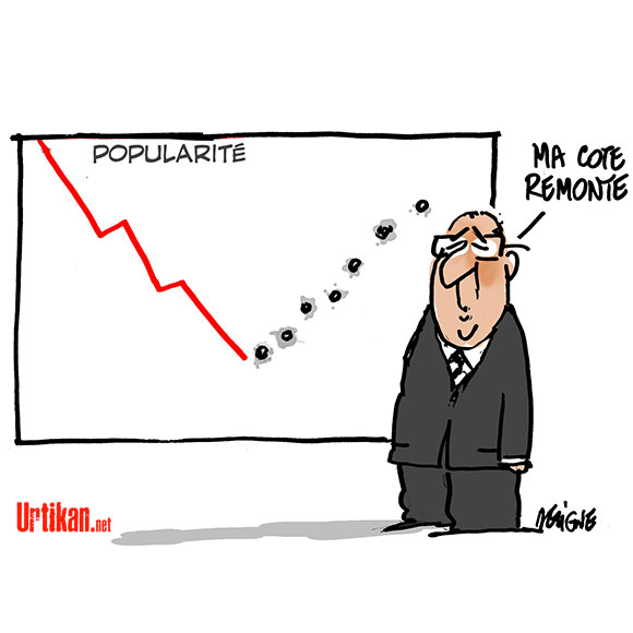 Bond de popularité pour François Hollande - Dessin de Deligne