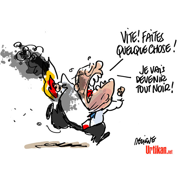 Jean-Marie Le Pen blessé dans l'incendie de sa maison - Dessin de Deligne