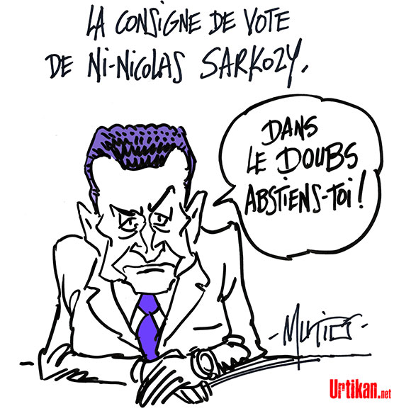 Doubs : Sarkozy campe sur sa position du « ni-ni » - Dessin de Mutio
