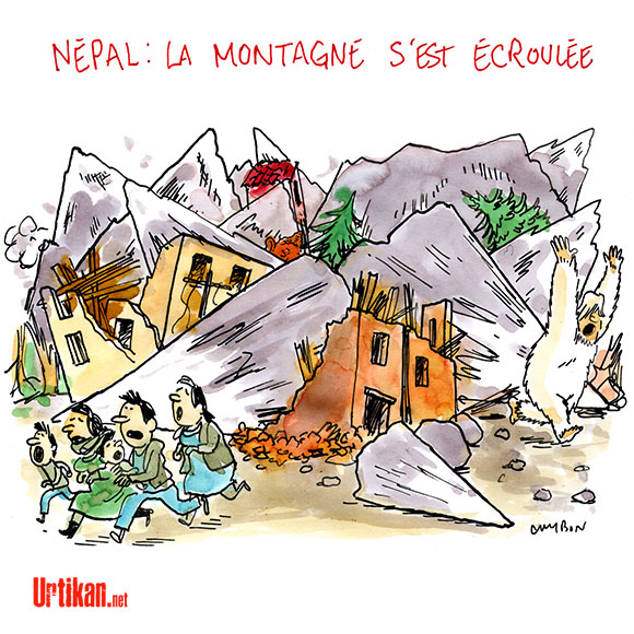 Séisme au Népal : le drame - Dessin de Cambon