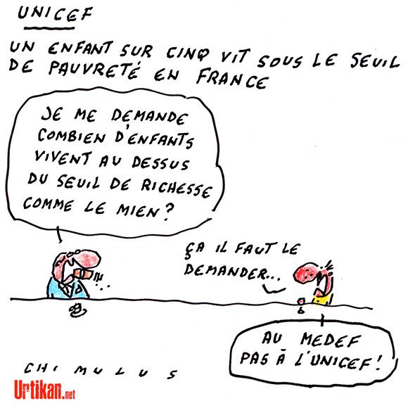 La France, mauvais élève en matière de droit de l'enfant, s’alarme l’Unicef - Dessin de Chimulus