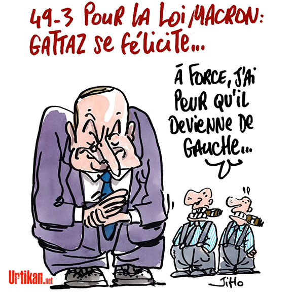 49.3 pour la loi Macron - dessin de Jiho