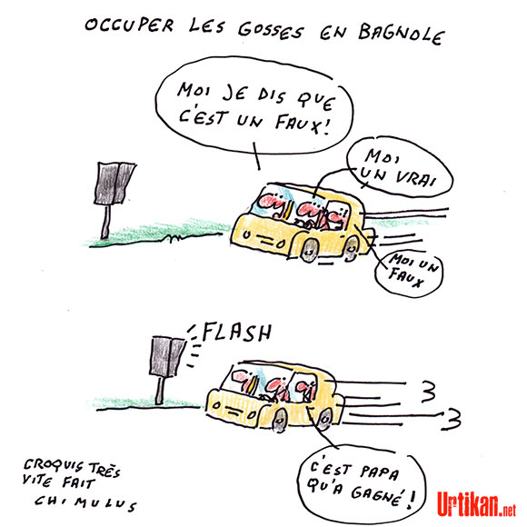 Sécurité routière : 500 vrais radars et plus de 10000 faux d'ici 3 ans - Dessin de Chimulus