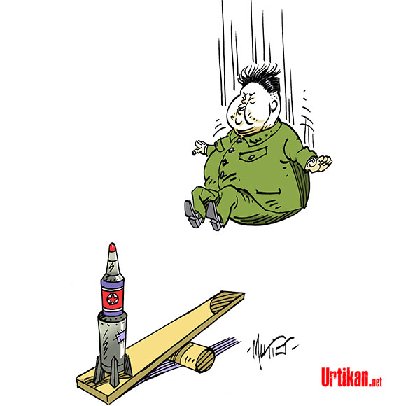 Corée du Nord : la fusée tirée dimanche plus puissante que les précédentes - Dessin de Mutio