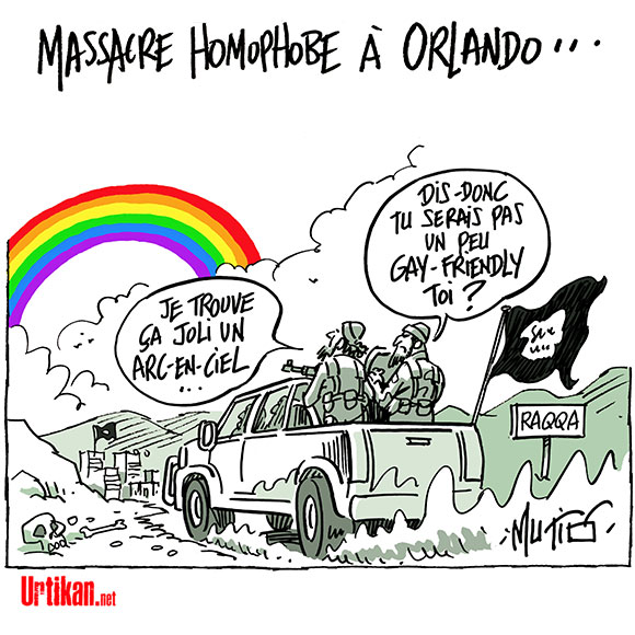 Omar Mateen aurait fréquenté le club gay : les homophobes sont-ils des homos refoulés ? - Dessin de Mutio
