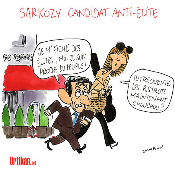 Nicolas Sarkozy, le peuple contre les « élites » - Dessin de Cambon