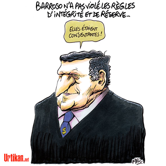 Barroso chez Goldman Sachs : circulez, il n'y a rien à voir ! - Dessin de Mric