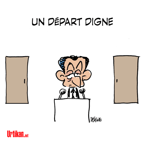 Primaire : éliminé dès le 1er tour, Nicolas Sarkozy condamné à la retraite politique - Dessin de Deligne