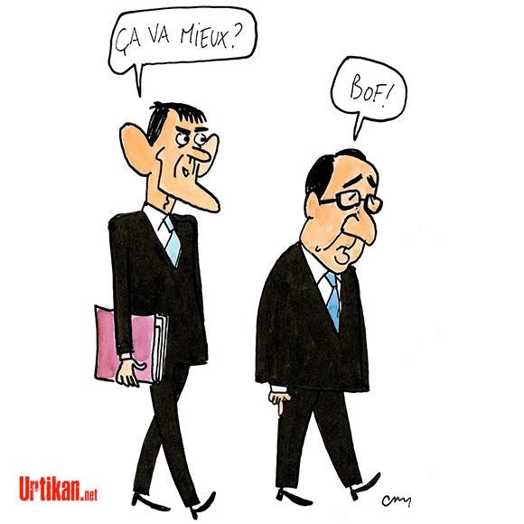 François Hollande se prépare au remplacement de Manuel Valls - Dessin de Cambon