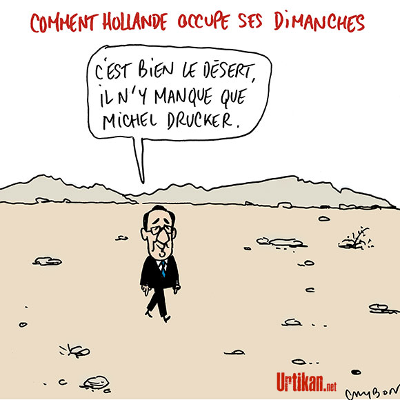 François Hollande : fin de mandat… - Dessin de Cambon