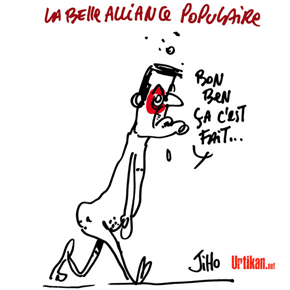 Valls battu, souhaite «bonne chance» à Hamon - Dessin de Jiho