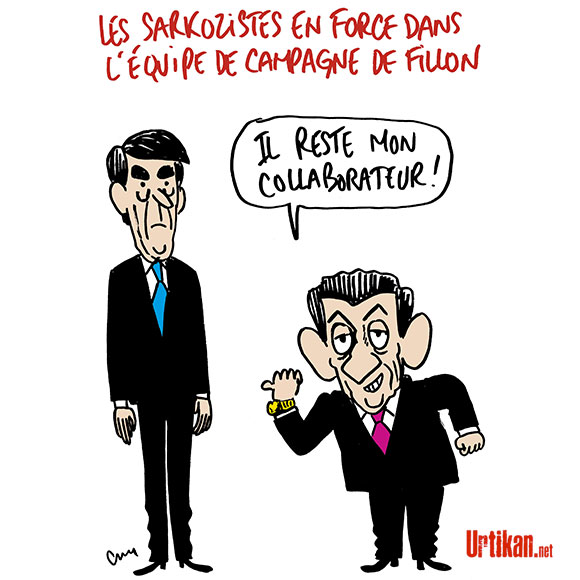 L’ombre de Nicolas Sarkozy plane sur la campagne de François Fillon - Dessin de Cambon