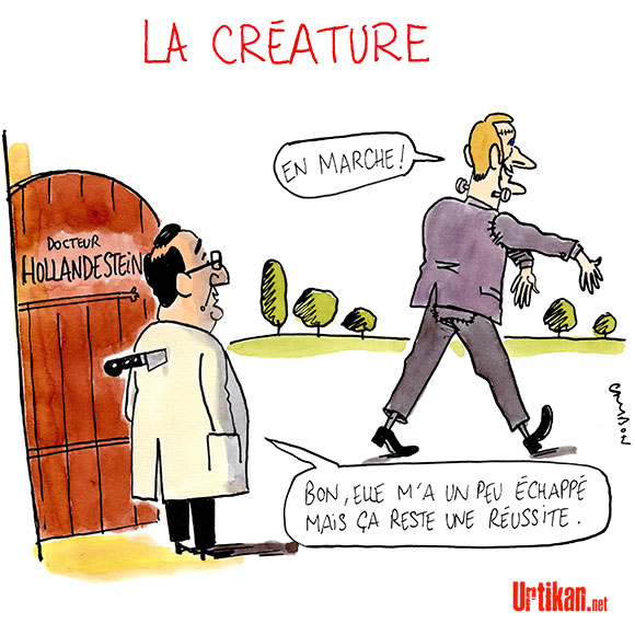 Présidentielle : Hollande souhaite le score "le plus élevé" pour Macron - Dessin de Cambon