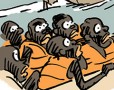 Accueil glacial pour l'afflux de migrants aux portes de l'Europe. - Dessin de Mutio