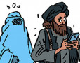 Afghanistan : Facebook, Twitter... le dilemme des réseaux sociaux face aux talibans - Dessin de Mutio